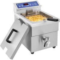 Royal Catering – Friteuse professionnelle à induction 10 L – Cuve unique – Température réglable 60-190°C – Robinet de vidange – Acier inoxydable