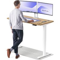 Desktronic Bureau assis debout HomePro - 140x70cm - Chêne/Blanc