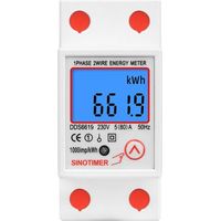 Lntyq DDS6619-012 Compteur électronique monophasé multifonction - Affichage LCD rétroéclairé - Rail DIN - 5-80A 230V - Dimensions : 7.83.56.5cm