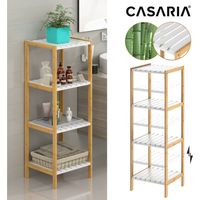 Casaria – Étagère en bambou meuble de rangement salle de bain – 4 tablettes – Charge 10 kg par niveau – Dimensions 110x33x34 cm