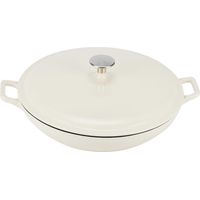 Sauteuse en fonte Ronde émaillée avec couvercle, 3.1 L,Blanc