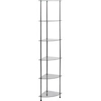 Vidaxl – Étagère 6 niveaux en verre trempé 30x30x160 cm – Structure en acier inoxydable – Pour salon, bureau ou salle de bain