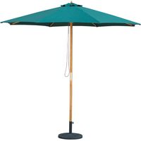 Mint Essentials Bali - Wooden Parasol - 2.95m - Hunter Green Weatherproof Fabric