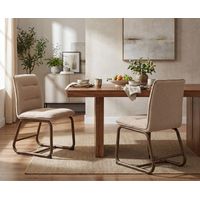 Wahson Esszimmerstühle 2er Set, Moderne Küchenstühle mit Metallgestell Polsterstühle für Esszimmer, Leinen, Khaki
