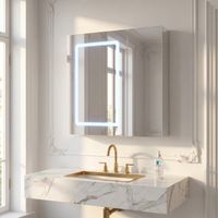 Miroir Meuble Salle de Bain, 2 portes miroirs et Étagères réglables, Miroir mural armoire de rangement design moderne