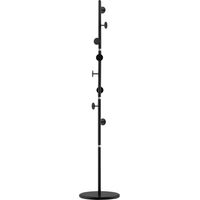 Appendiabiti da Terra con 8 Ganci, Struttura in Acciaio con Base in Marmo, 35x35x170cm, Nero