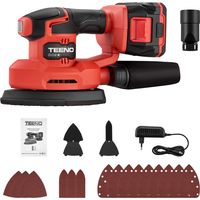 Teeno – Ponceuse triangulaire sans fil 20V – Vitesse 13000 tr/min – Batterie lithium-ion 2A – Sac de collecte de poussière – 15 feuilles abrasives - 3-en-1