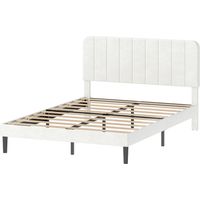 Levede Double Bed Frame Upholstered Platform Bedframe Adjustable Headboard White