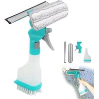 BUNTHAUS 4-in-1-Fensterreinigungsset für Auto, Küche, Badezimmer, Duschtüren mit Sprühflasche, Rakel, Schaber (blau)