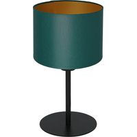 Lampe de table noire 34cm abat-jour vert or Luminex