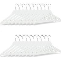 100x Cintres en bois, crochet 360°, cintres pour manteaux pantalons vêtements HxlxP: 23 x 44 x 1 cm, blanc