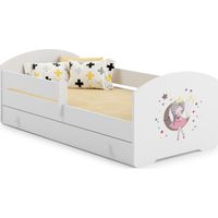 LUK lit enfant avec tiroir et barreau 80x160 princesse endormie