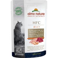 Almo Nature HFC-Gelee 55g Beutel – Thunfisch- und Hähnchenfilets mit Schinken 55g