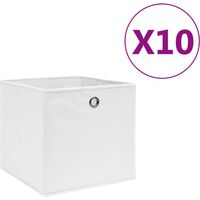 vidaXL Storage Boxes 10 pcs Non-woven Fabric 28x28x28 cm White