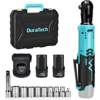 Clé à chocs sans fil 12V – Couple 70N.m – 2 batteries 2.0Ah – Charge rapide 1h – Moteur puissant avec LED – 10 accessoires et boîte de rangement – Duratech