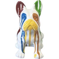 Statue en céramique bouledogue Français assis blanc