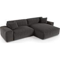 Canapé d'angle droit 4 places en tissu tramé toucher doux anthracite foncé CHEER