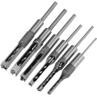 6pcs Perceuse trou carré bédane burin set, Ensembles de forets à trou carré pour transformation du bois, mortise Chisel & Bit Set forets carrées pour scie cloche, 6 dimensions