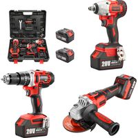 Teeno – Pack de 3 outils électroportatifs 20V – Clé à chocs 320Nm – Perceuse à percussion 45Nm – Meuleuse d'angle Brushless – 2 batteries 3Ah