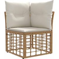 vidaXL Modular Outdoor Corner Sofa Unit Natural Poly Rattan