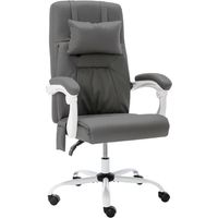 Fauteuil de bureau massant, similicuir gris