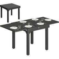 Mesa de Comedor Exterior Extensible 80/160 cm para 4-6 Personas Mesa de Jardín Rectangular para Terraza Negro