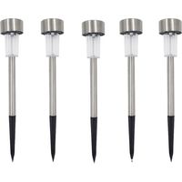 Set mit 5 Solar-LED-Pollerleuchten, Gartensteckerleuchten