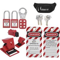serrure de porte-Kit de Lockout Tagout - Ensemble de Sécurité Complet avec Sac Pochette Portable, 2 Cadenas et Attaches pour Disjoncteurs (38mm, Polyester/Nylon)