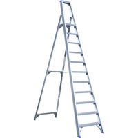 ASC Eurostairs Stufenstehleiter einseitig eloxiert mit Plattform 11 Stufen