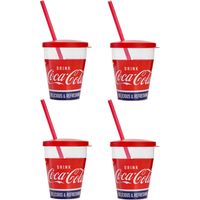 Snips Coca-Cola con Cannuccia 0.385 L, Set Bicchieri Plastica 4 Pezzi, L, 4 unità