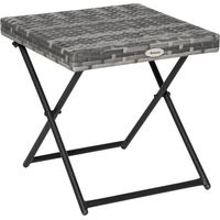 Gartentisch Polyrattan Klappbarer Couchtisch Falttisch Metallgestell Grau 40x40x40cm mit stabiler Tischplatte für sicheres Abstellen