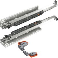 BLUM MOVENTO BLUMOTION S 760H Schubladenschienen, 500mm Vollauszug 40kg, 1 Paar inkl. Kupplung und Montagezubehör-Set