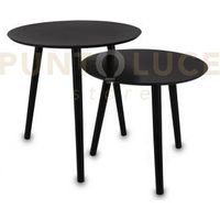 VILANA SET DI 2 TAVOLI ROTONDI STRUTTURA IN MDF 50CM NERI D.50-45CM