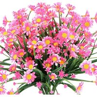Lot de 4 marguerites artificielles roses pour décoration extérieure, arbustes verts.-AquaForge
