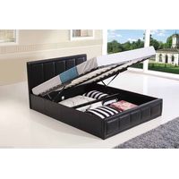 Excellence Ottoman Storage Faux Leather Bed - Black - 1500 Pocket Spring Mattress 5ft