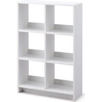 Iris Ohyama, Meuble de rangement ouvert, Bibliothèque, Étagère de 6 casiers, Grande capacité, horizontale & verticale, Bureau, Chambre, Salon - Wood Open Shelf WOS-6 - Chêne Blanc