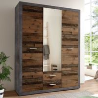 Armoire à vêtements Storck 151cm 3 portes & 2 tiroirs - vieux