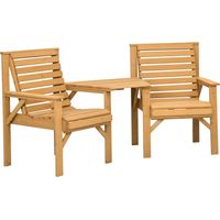 Bistro-Set 3-teilig Wetterfest Gartenmöbel Set mit Lamellendesign Sonnenschirmloch Braun