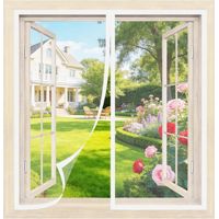 Moustiquaire Fenetre Magnetique 135 x 115 cm Blanc - Moustiquaire pour Fenêtre Montage sans Perçage, Fermeture Automatique, Maillage Ultra-Fin, Adaptable à la Plupart des Fenêtres et Portes de Balcon