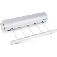 Etendoir Mural Extensible, sechoir Linge Mural avec 5 Fils de 3,75 mètres, etendoir a Linge pour intérieur et extérieur,