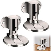 2 x Magnetic Door Stoppers, Magnetic Door Stoppers, Invisible Magnetic Door Stopper, Metal Door Stop Adjustable No Drilling on the Floor, with Adhesive and Screws (Silver)