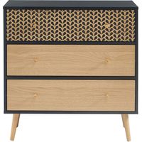 BAÏTA - Cassettiera nasturzio nero e effetto rovere 78 cm