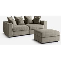 Canapé modulaire de salon déhoussable avec pouf et coussins Cortina D - Taupe
