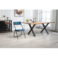 Folding Chairs 2 Pack - Foldable Dining Chairs with Cushion, Portable and Assembled Folding Extra Chair for Guests Kitchen Office Wedding Party Bule
