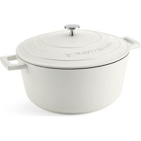 MasterClass Cazuela con tapa, grande 5 l/28 cm, aluminio fundido ligero, apta para placas de inducción y hornos, color crema