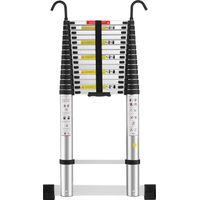 Teeno – Échelle télescopique en aluminium 6,2 m – Charge 150 kg – Barre stabilisatrice et crochets amovibles – Marchepieds antidérapants