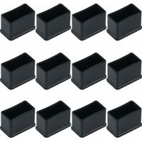 Lot de 12 embouts de protection rectangulaires en feutre de caoutchouc pour pieds de table ou de chaise Noir 15 x 30 mm,