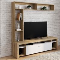 Mueble TV y estantes 170 cm Juego de armario MALO madera y blanco