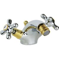 Grifo para bidé con dos manetas en color cromo dorado Paffoni Iris IRV135CO Cromo / Dorado - Iris - Desagüe automático 1"1/4