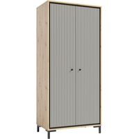 PARII Armoire penderie 2 portes 89x196 cm en bois design contemporain Gris congo